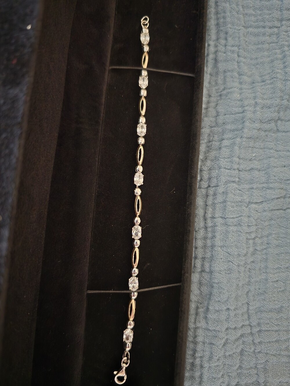 Classic Two-Tone 925 Sterling Silver CZ Tennis Bracelet
